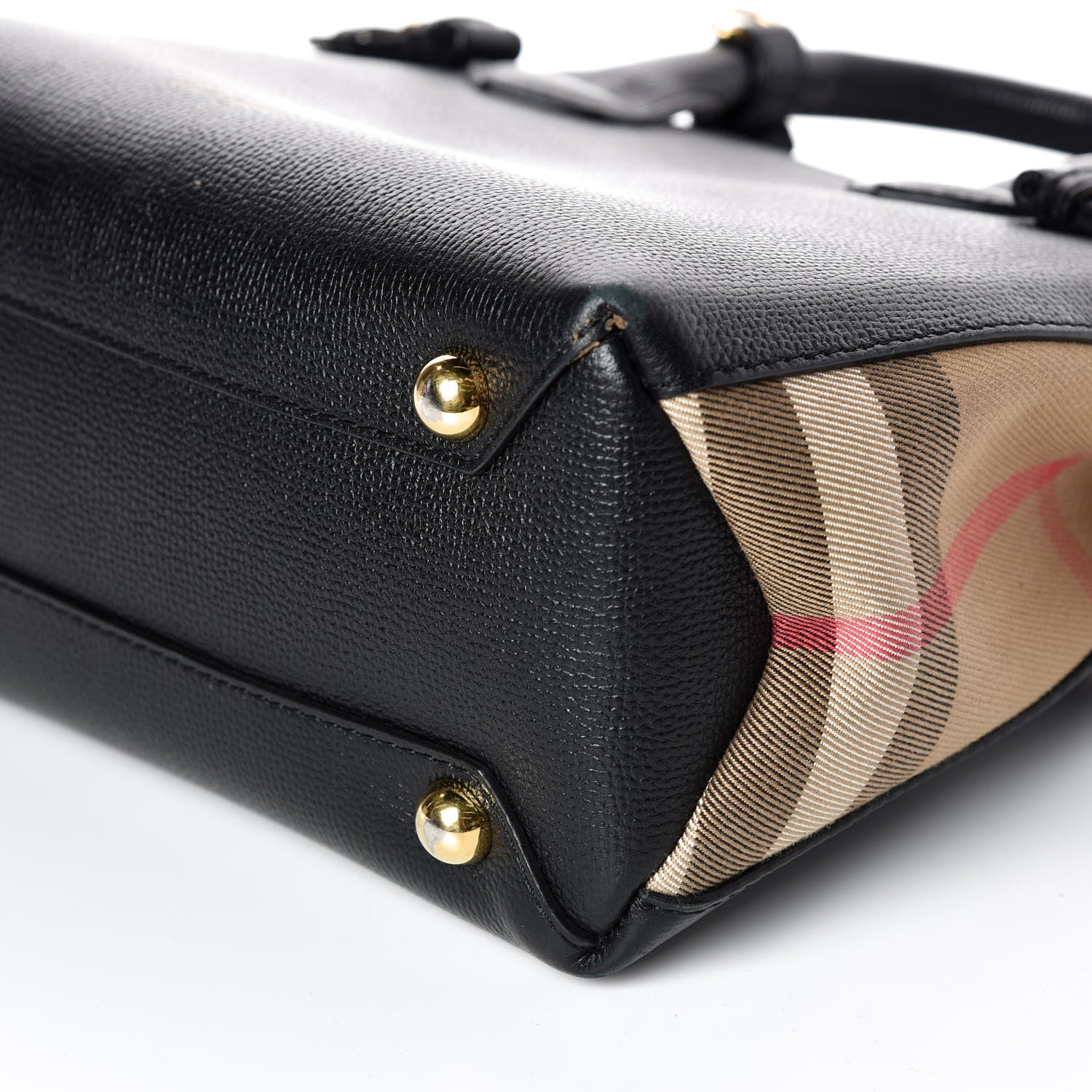 Burberry Grainy Calfskin House Check Small Banner Tote Black 6 of 9