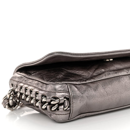 Chanel Metallic Cracked Calfskin Modern Chain Flap Bag Dark Silver 9 of 10