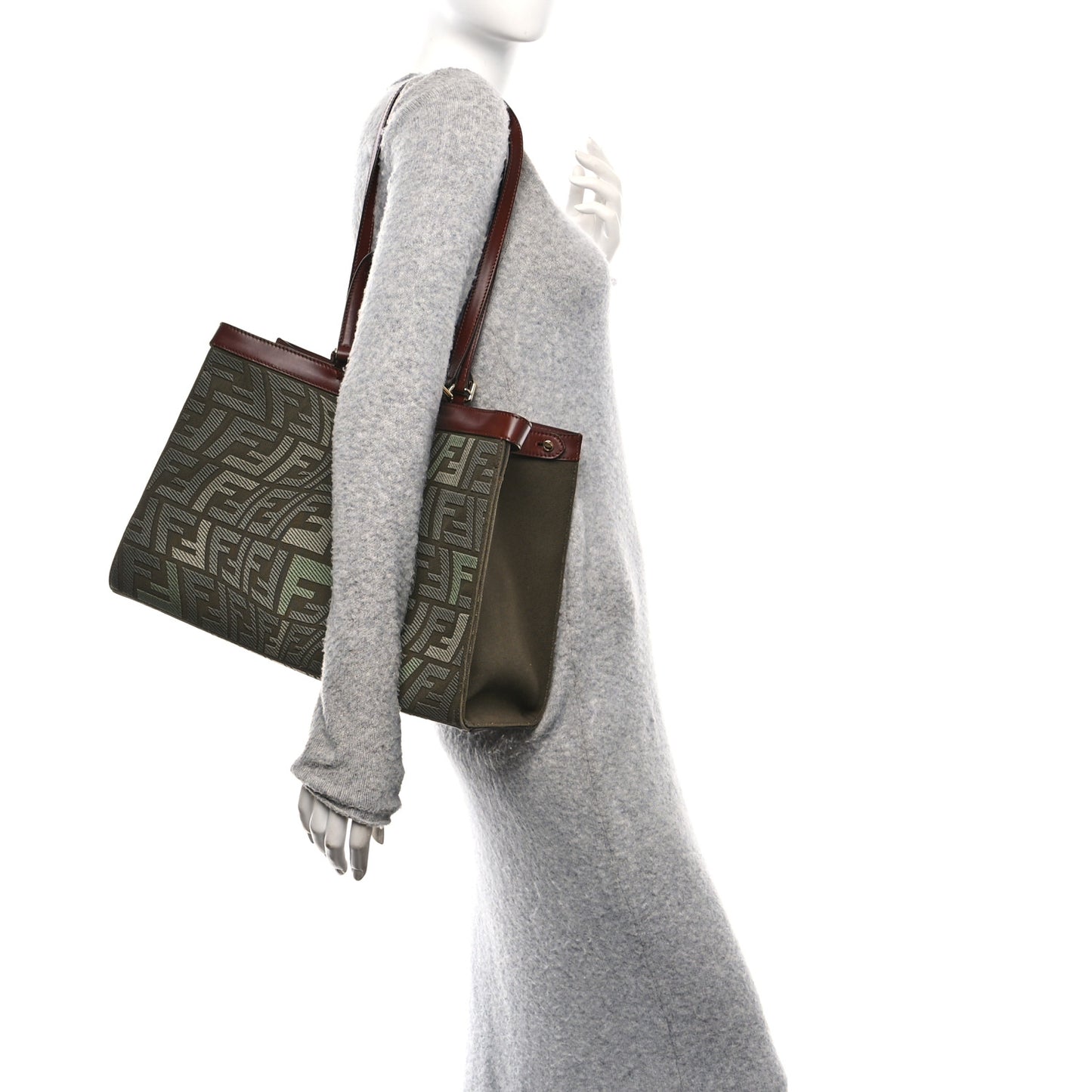 X SARAH COLEMAN Canvas FF Fish Eye Embroidered Medium Peekaboo X-Tote Amazzonia Ghianda