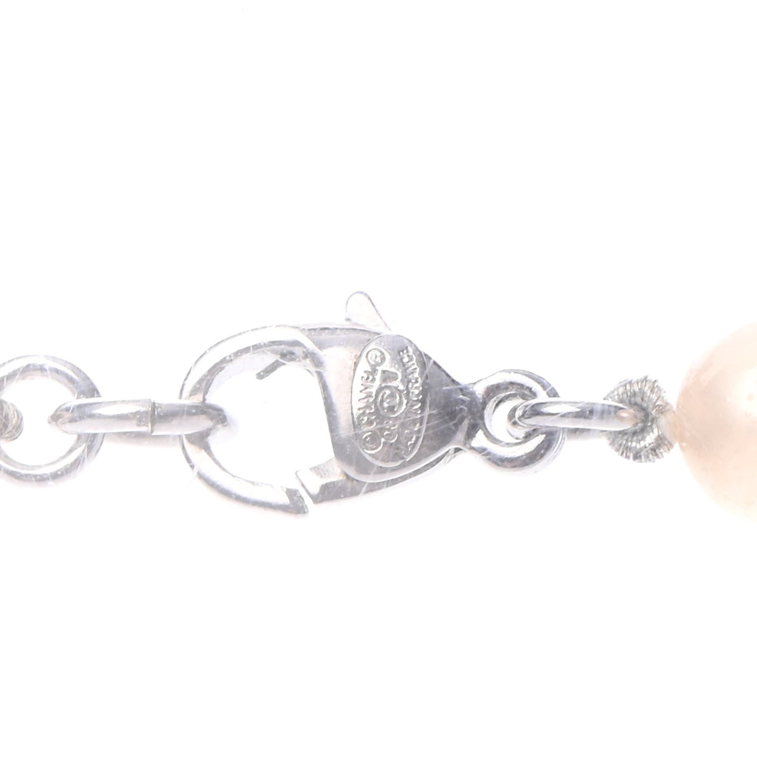 Chanel Graduated Pearl CC Long Necklace Silver 4 of 4