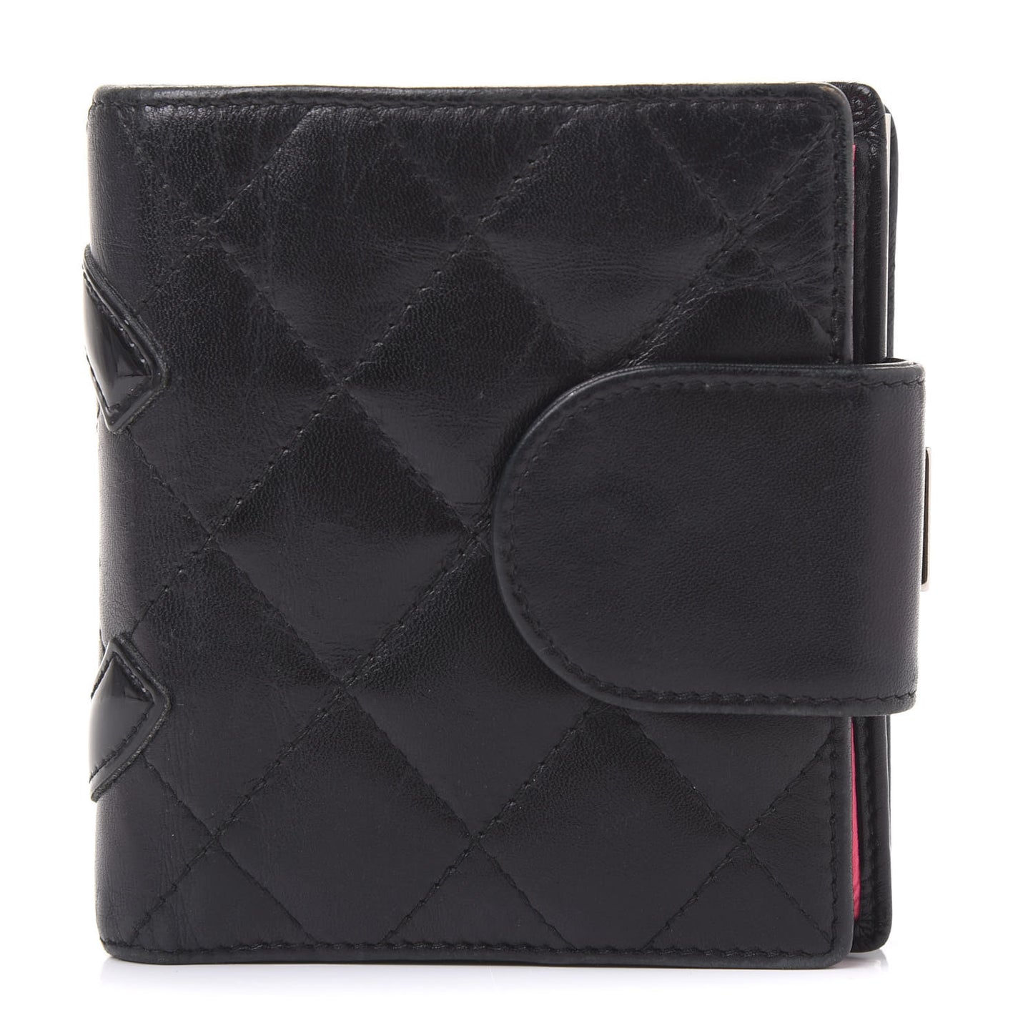 Calfskin Quilted Cambon Bi-Fold Wallet Black