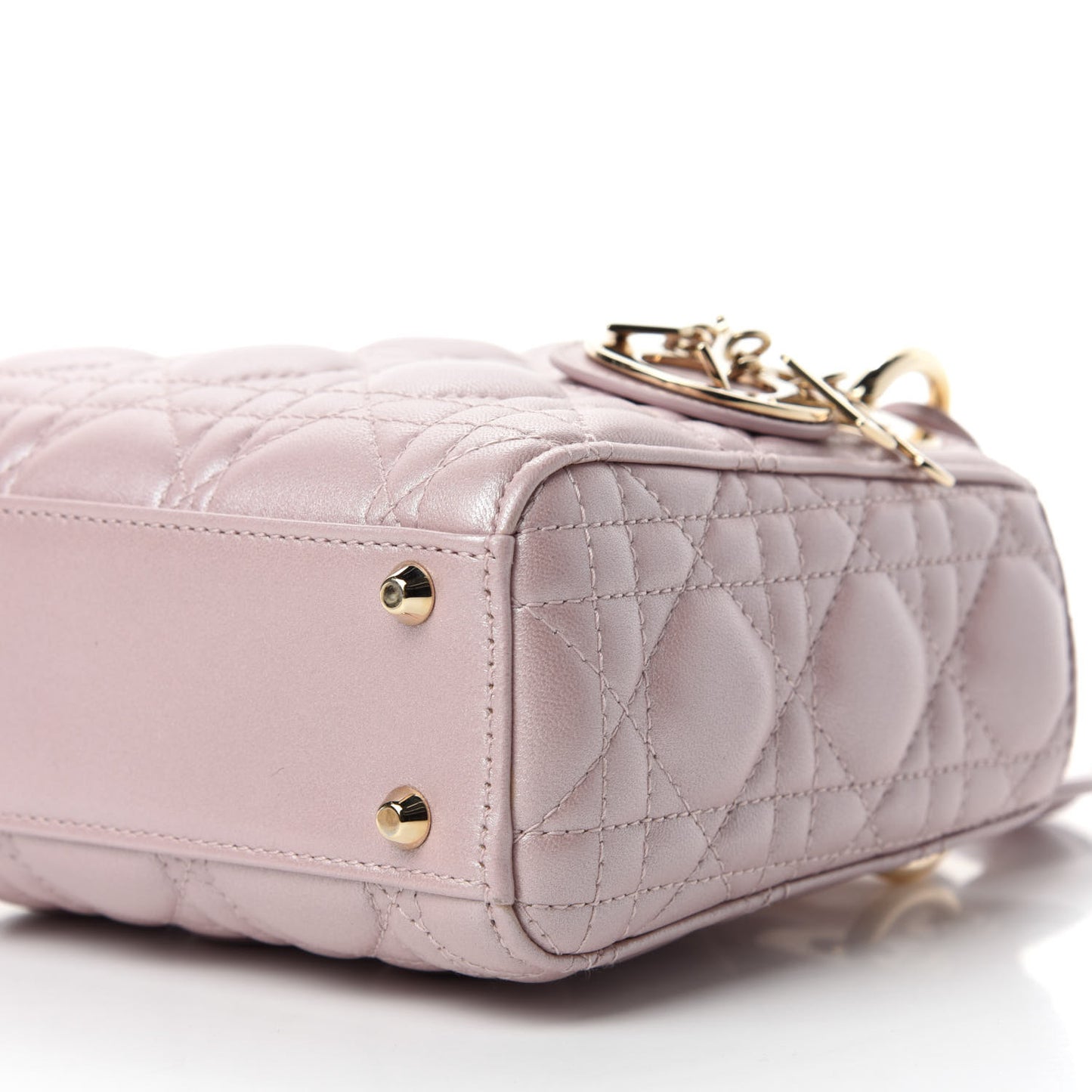 Metallic Lambskin Cannage Mini Lady Dior Lotus