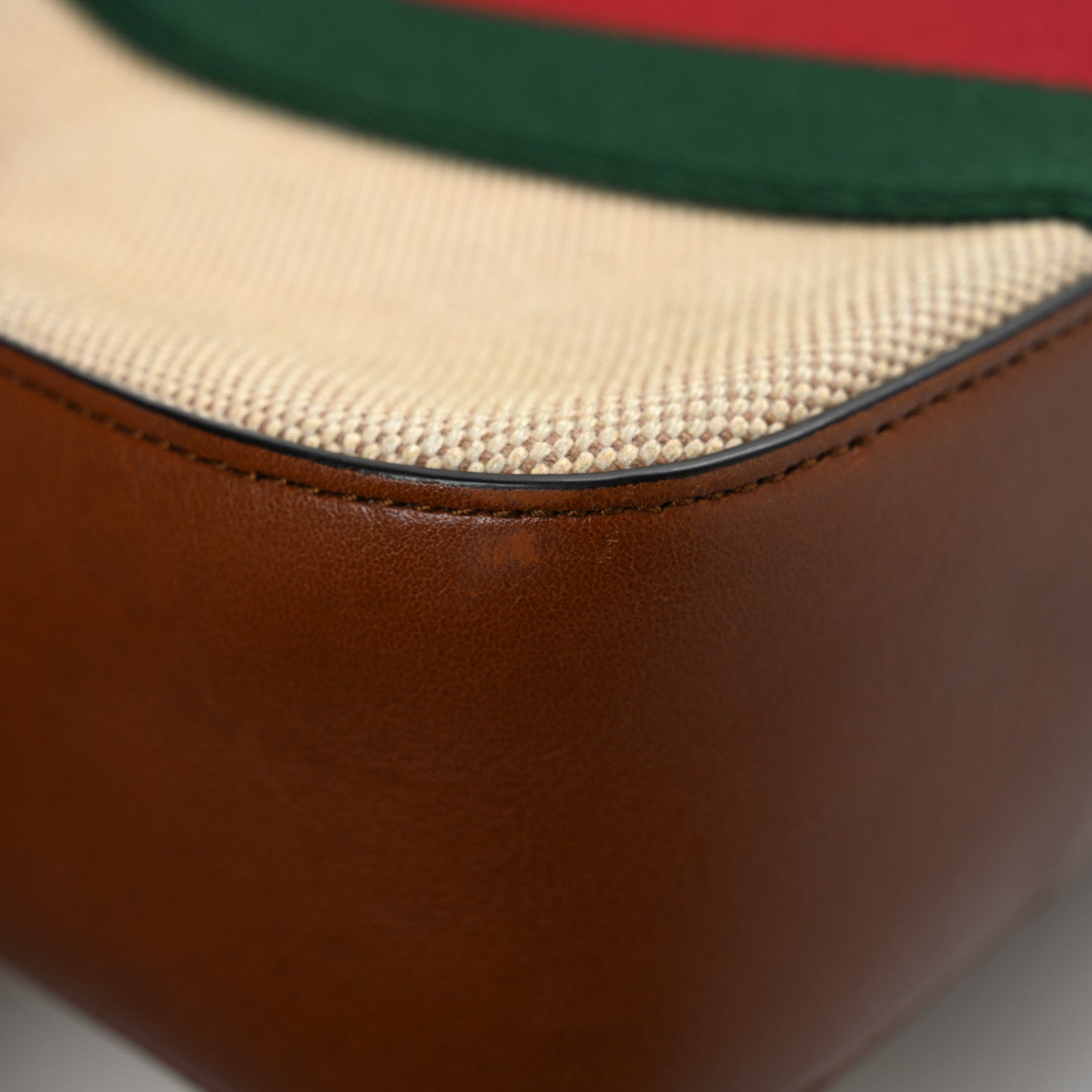 Gucci Vintage Canvas Web Shoulder Bag Sand Cuir 11 of 13
