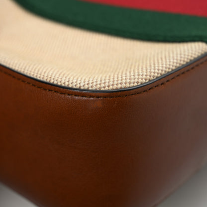 Gucci Vintage Canvas Web Shoulder Bag Sand Cuir 11 of 13