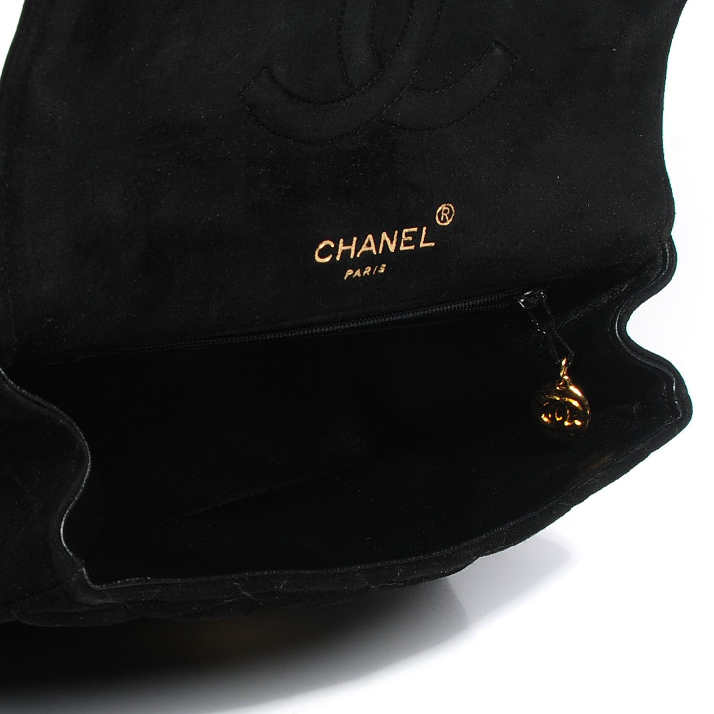 Suede Quilted Small Gripoix Flap Black