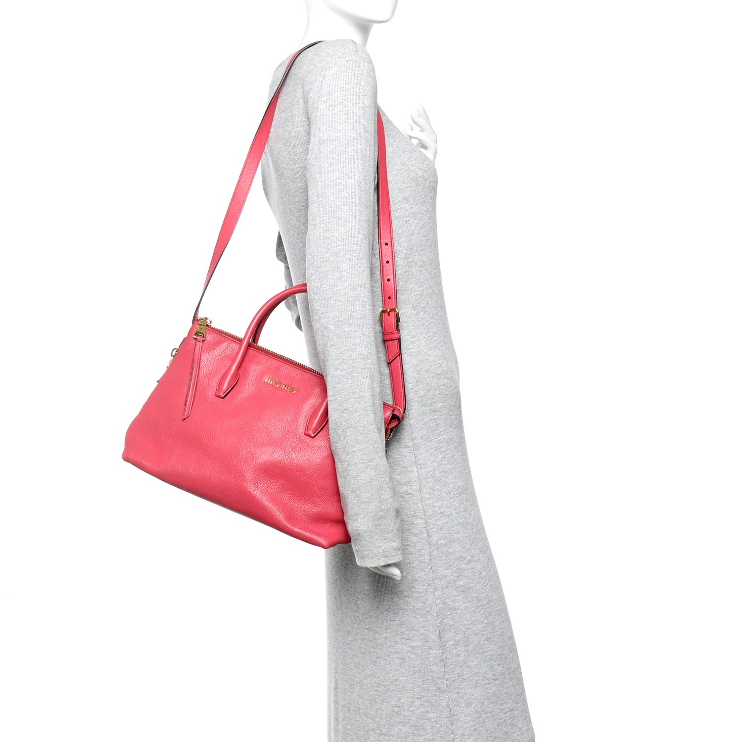 Miu Miu Goatskin Madras Top Handle Bag Fragola 1861549 – FASHIONPHILE
