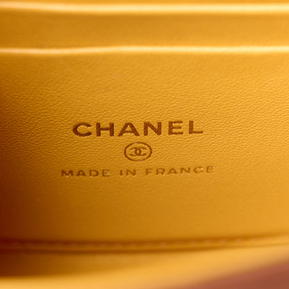 Chanel Lambskin Quilted Top Handle Flap Clutch With Chain Brown Yellow 6 of 10