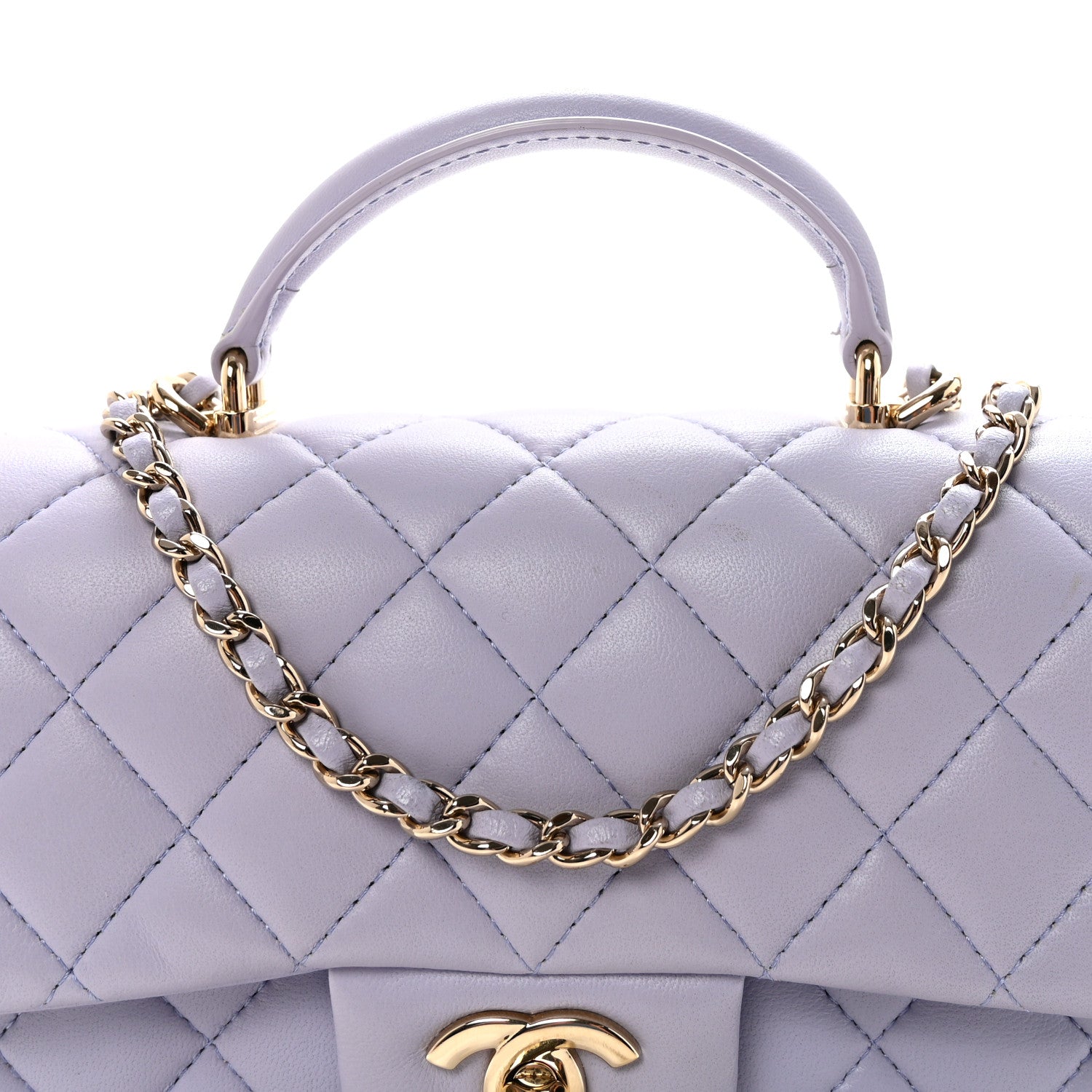 Chanel Lambskin Quilted Mini Top Handle Rectangular Flap Light Purple 8 of 10
