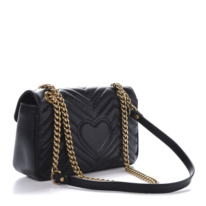 Gucci Calfskin Matelasse Small GG Marmont Shoulder Bag Black 3 of 14