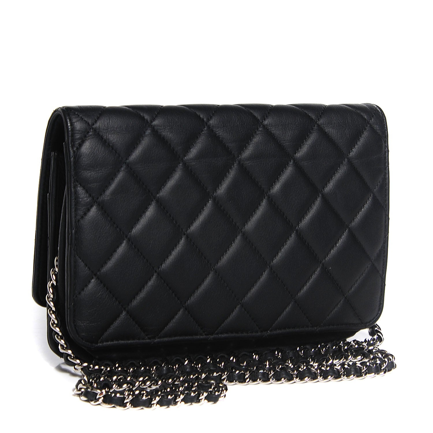 Chanel Calfskin Quilted Wallet On Chain WOC So Black 3 of 7