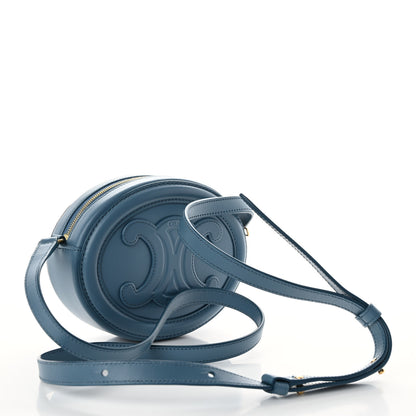Celine Smooth Calfskin Cuir Small Triomphe Oval Crossbody Purse Denim 3 of 8