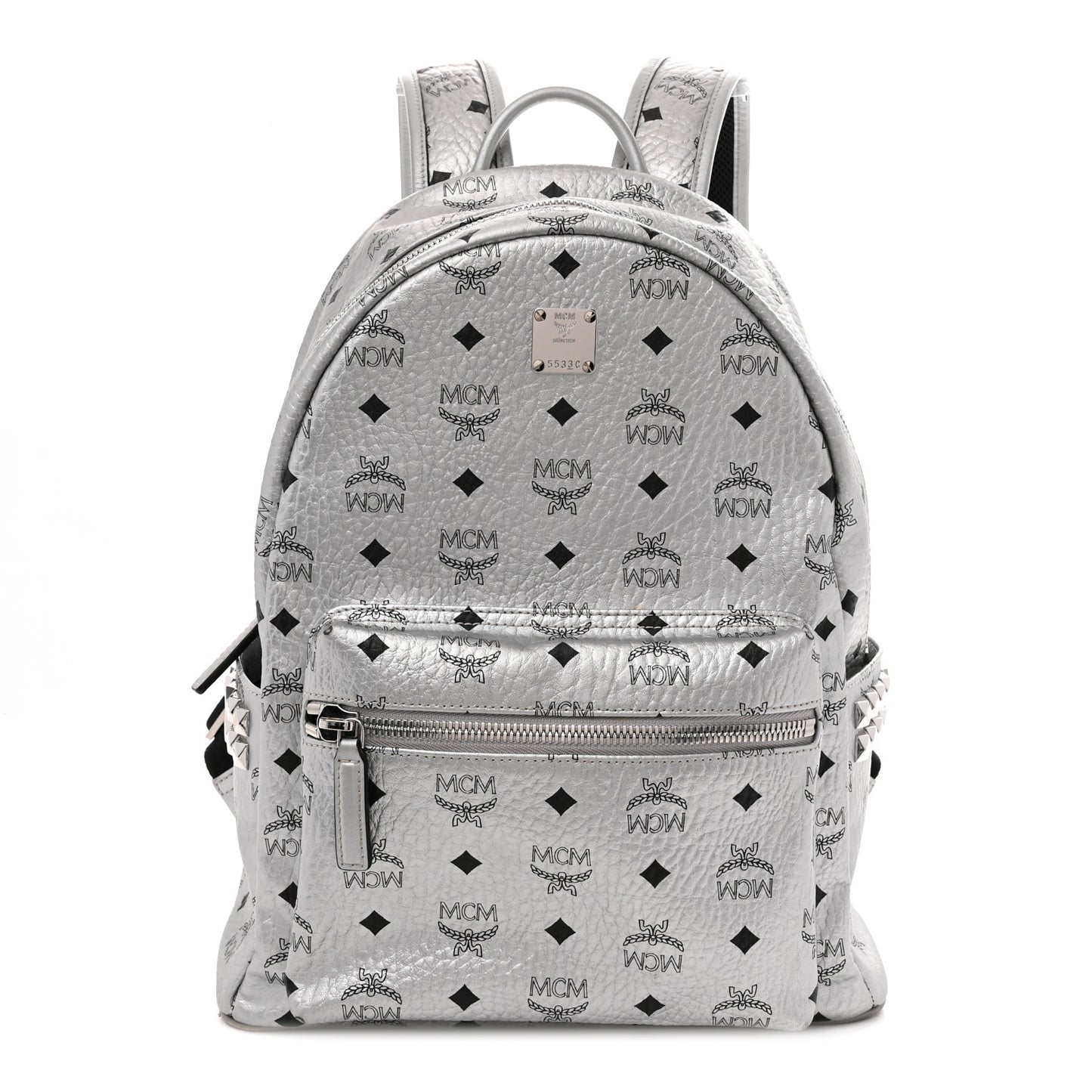 Metallic Visetos Medium Side Stud Stark Backpack Berlin Silver