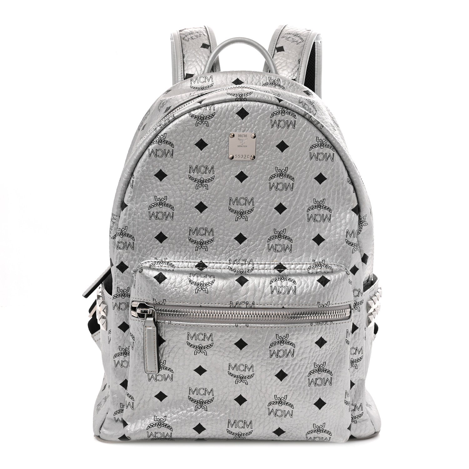 MCM Metallic Visetos Medium Side Stud Stark Backpack Berlin Silver 1 of 14