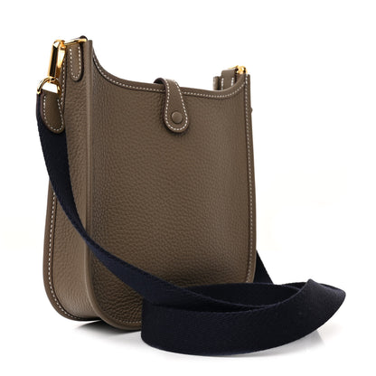 Hermes Taurillon Clemence Amazone Evelyne TPM Etoupe Bleu Indigo 3 of 11