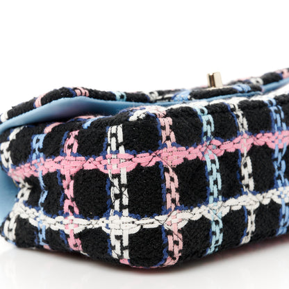 Chanel Tweed Quilted Mini Rectangular Flap Black Pink Blue Ecru 10 of 12