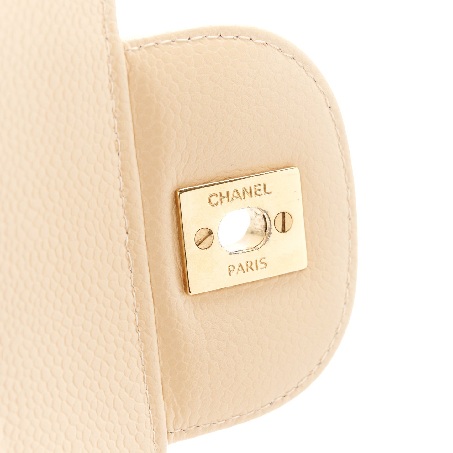 Caviar Quilted Jumbo Double Flap Beige