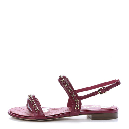 Chanel Calfskin Chain CC Sandals 37 Dark Pink 1 of 8