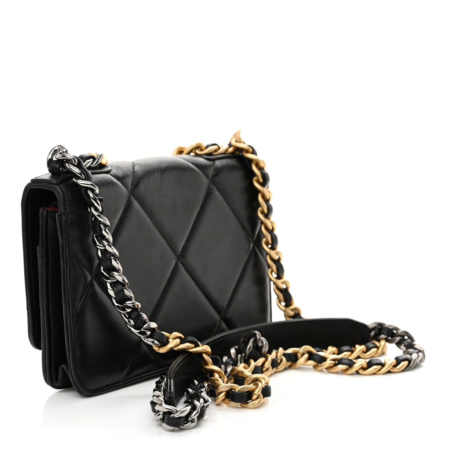 Chanel Lambskin Quilted Chanel 19 Wallet On Chain WOC Black 3 of 15