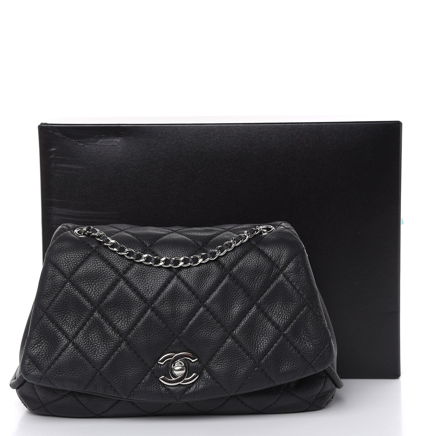 Grained Calfskin Single Flap Black