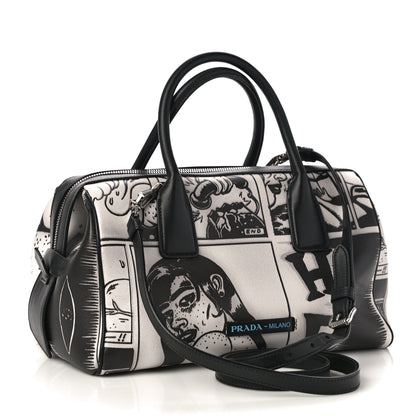 Prada Grace Lux Comic Print Bowler Bag Acciaio Mare 4 of 11