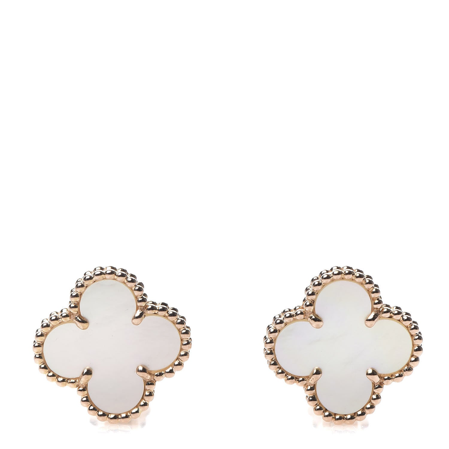 Van Cleef & Arpels 18K Rose Gold Mother of Pearl Vintage Alhambra Earrings 1 of 7