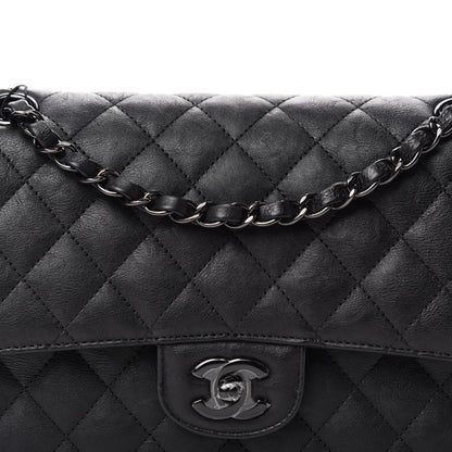 Chanel Crumpled Calfskin Quilted Medium Double Flap So Black 11 of 11