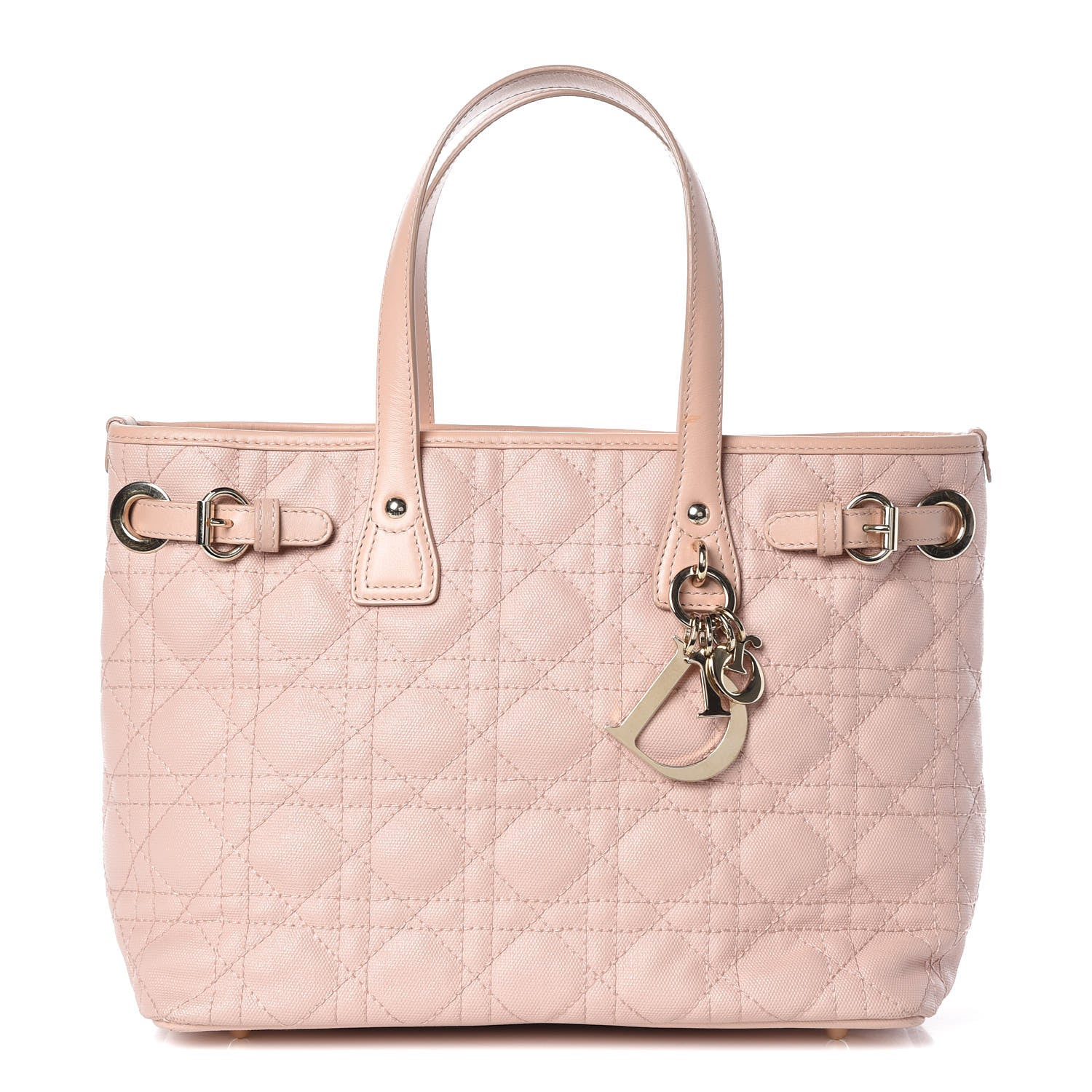 Christian Dior Coated Canvas Cannage Mini Panarea Tote Light Pink 1 of 11