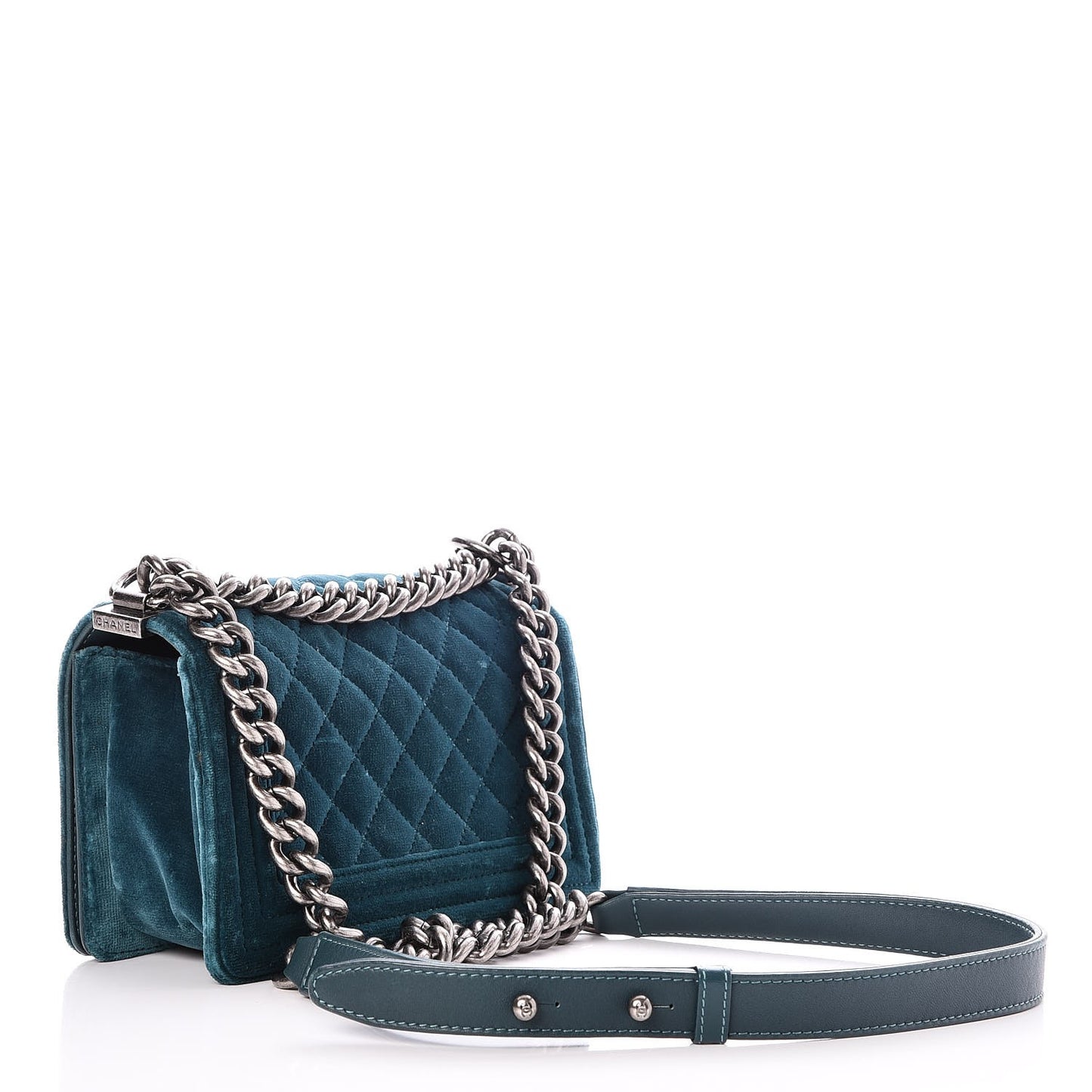 Velvet Quilted Small Boy Flap Turquoise