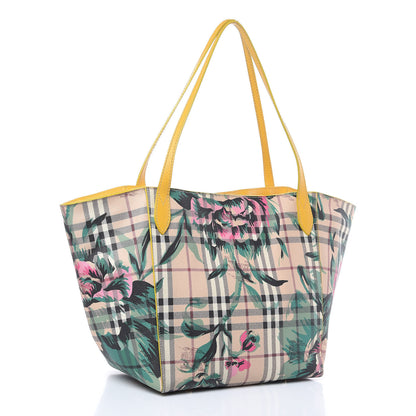 Burberry Haymarket Check Small Peony Rose Tote Larch Yellow 3 of 16