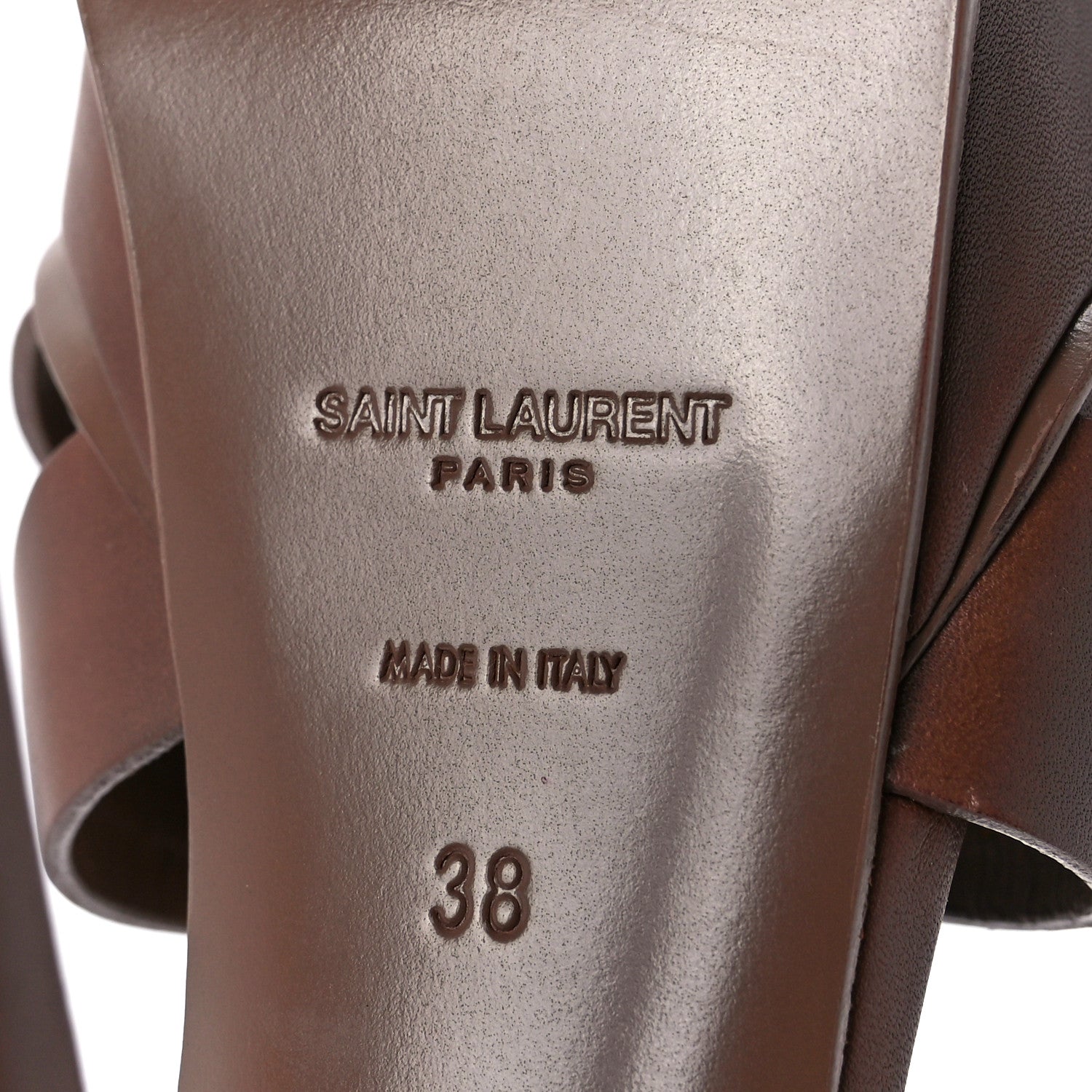 Saint Laurent Calfskin Tribute 105 Platform Sandals 38 Amber 6 of 8