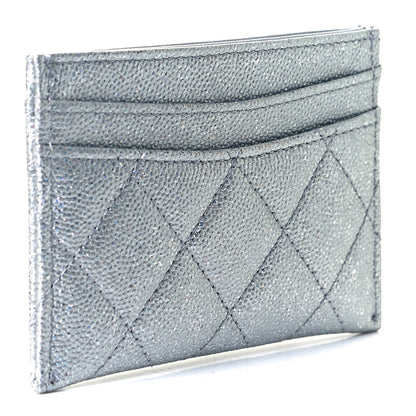 Chanel Glittered Metallic Caviar Quilted Card Holder Silver 3 of 8