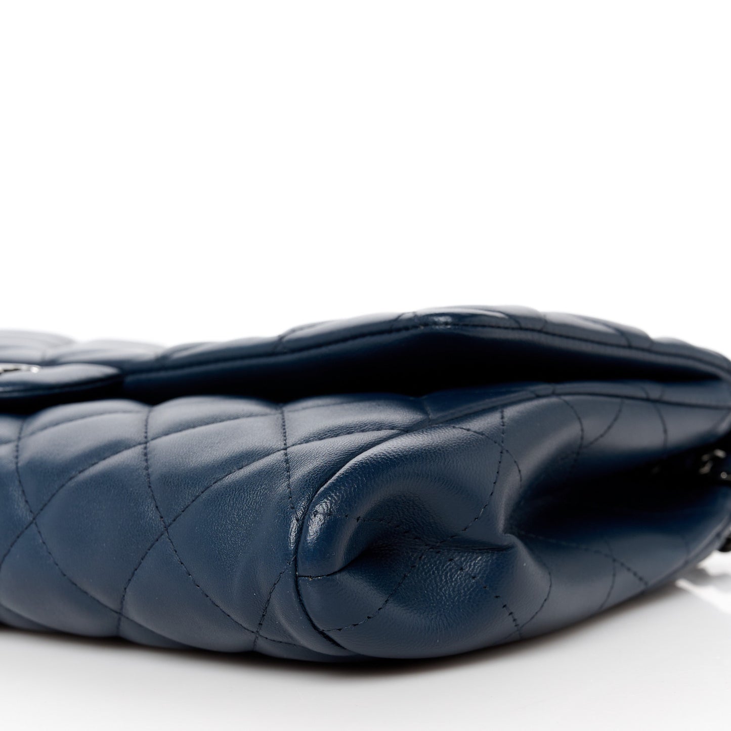 Lambskin Quilted Clutch with Chain Flap Navy