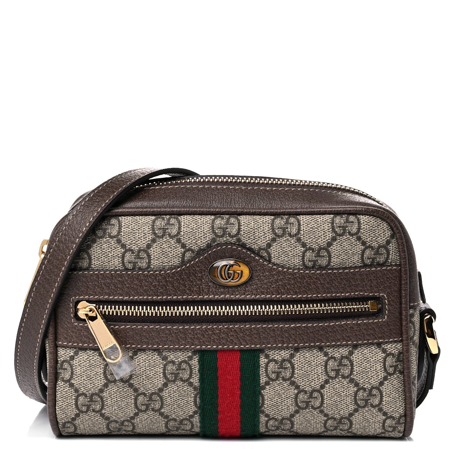 Gucci GG Supreme Monogram Web Mini Ophidia Shoulder Bag Brown 1 of 11