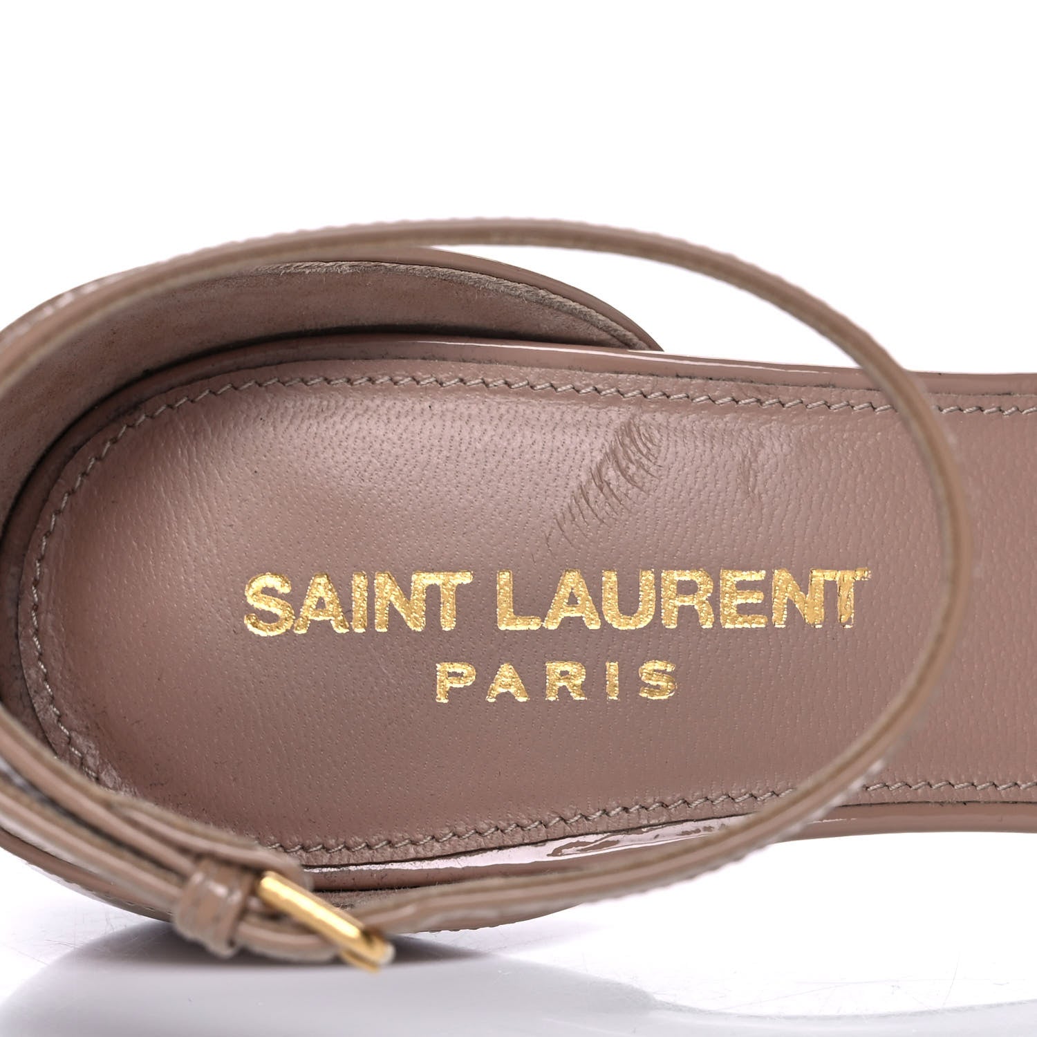 Saint Laurent Patent Calfskin Amber 105 Ankle Strap Sandals 36 Beige 7 of 10