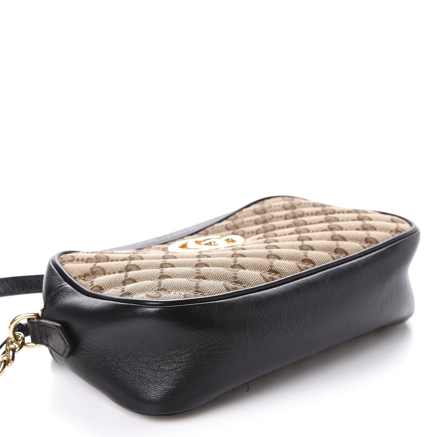 Monogram Matelasse Diagonal Small GG Marmont Chain Shoulder Bag Beige Black