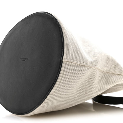 Saint Laurent Linen Calfskin Rive Gauche Bucket Bag Greggio Natural 10 of 10