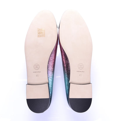 Chanel Laminated Calfskin Grosgrain Cap Toe CC Ballerina Flats 41 Multicolor Black 5 of 10