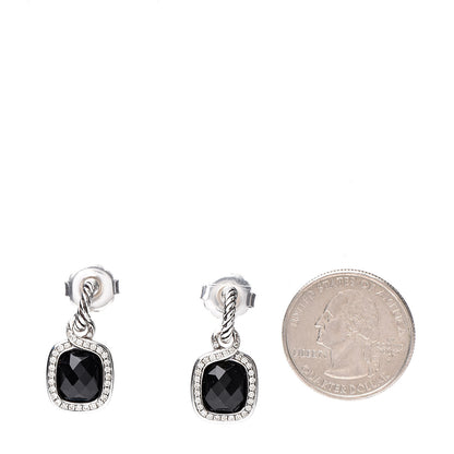 David Yurman Sterling Silver Diamond Black Onyx Labyrinth Drop Earrings 2 of 4