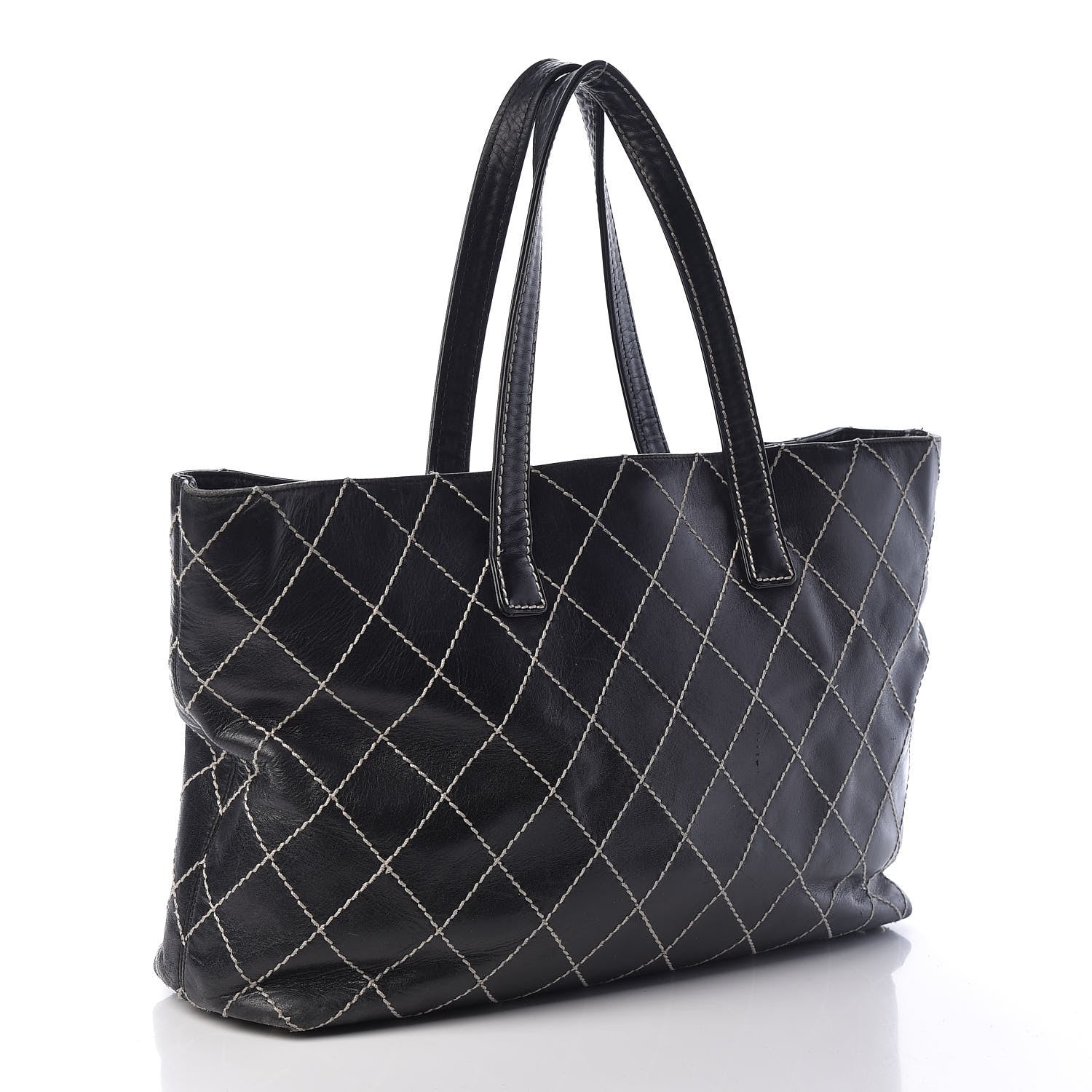 Chanel Calfskin Contrast Stitch Surpique Tote Black 3 of 14