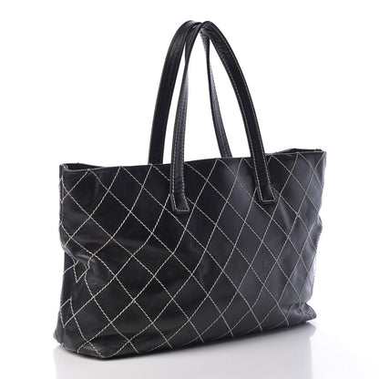Chanel Calfskin Contrast Stitch Surpique Tote Black 3 of 14