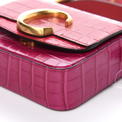Chloe Calfskin Crocodile Embossed Mini C Bag Graphic Pink 7 of 8
