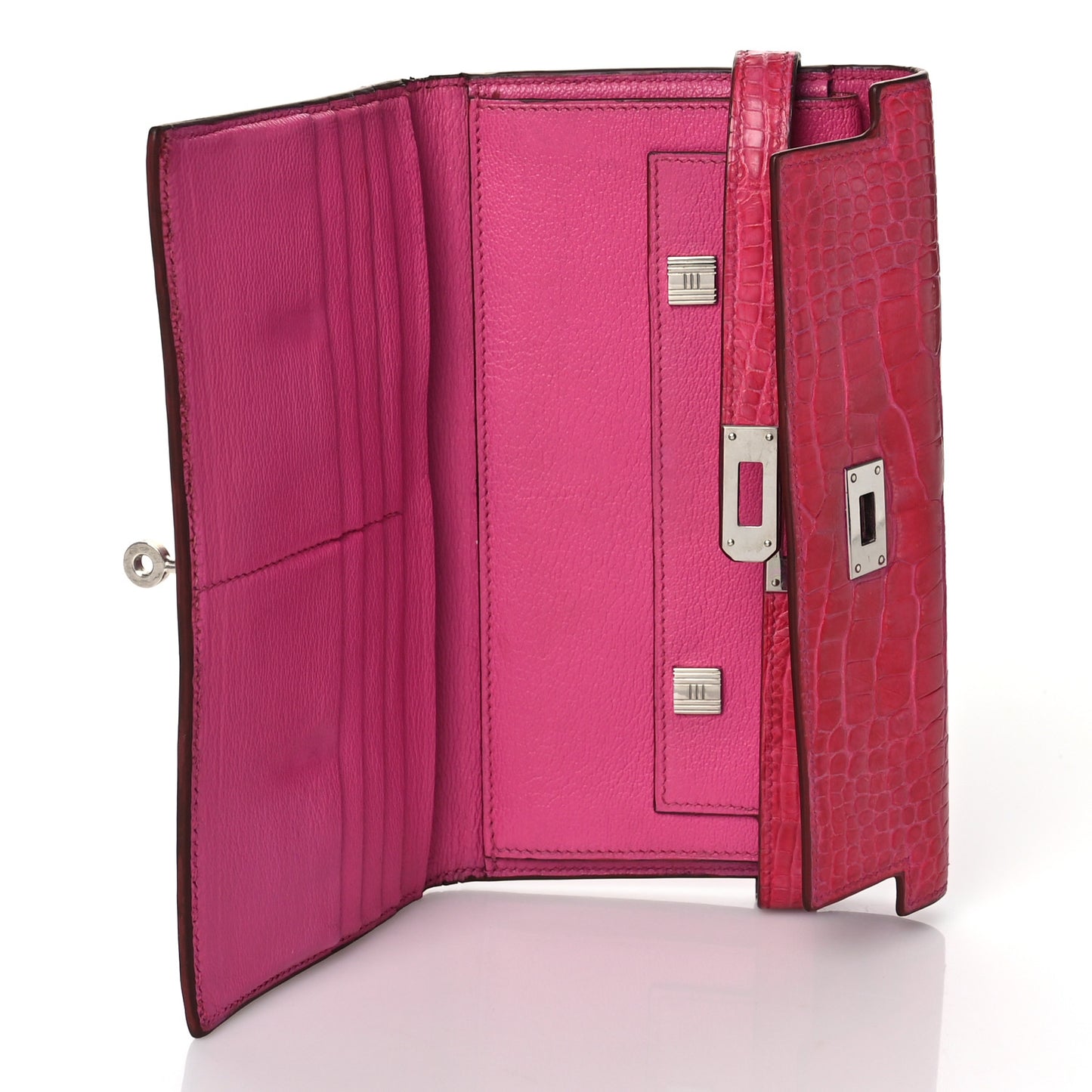 Shiny Alligator Kelly Tri-Fold Longue Wallet