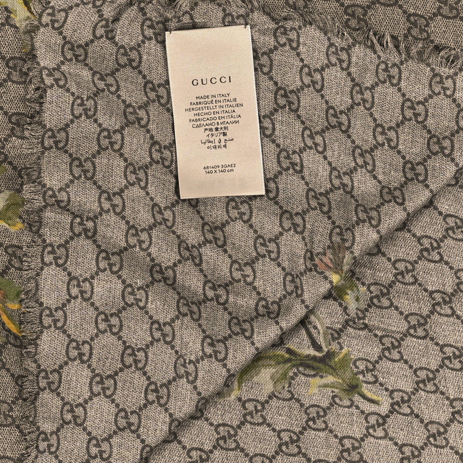 Gucci Silk Monogram Dusty Carnation Shawl Beige 3 of 3