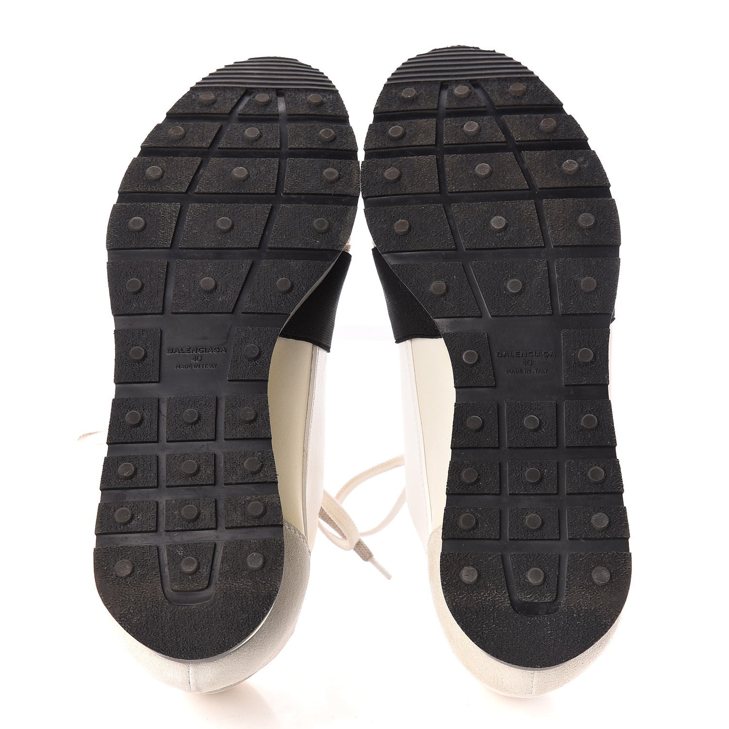 Calfskin Neoprene Mesh Suede Womens Race Runner Sneakers 40 White Black