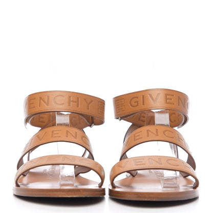 Givenchy Calfskin Logo Ankle Strap Sandals 38.5 Brown 2 of 8