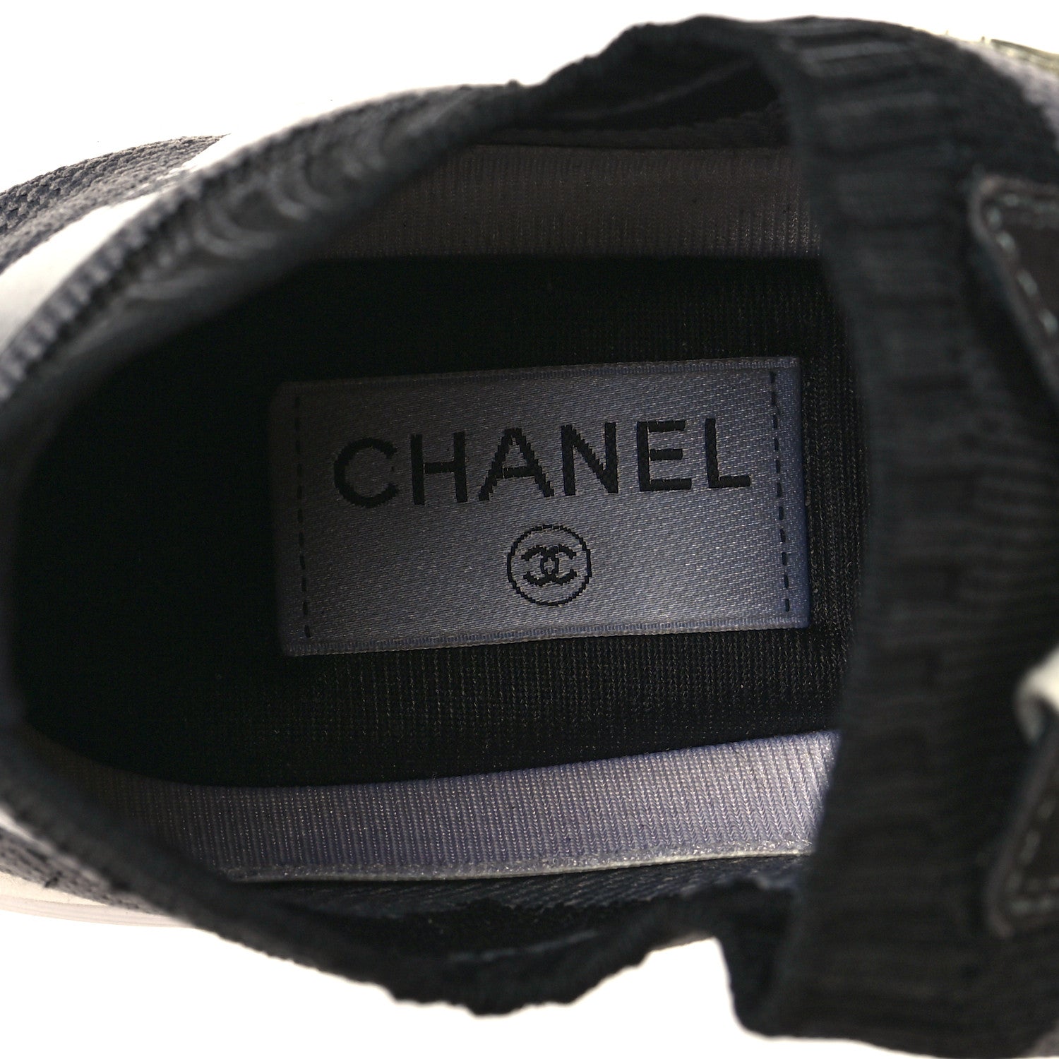 Chanel Fabric Suede Calfskin Womens CC Sneakers 39 Black Grey 6 of 7
