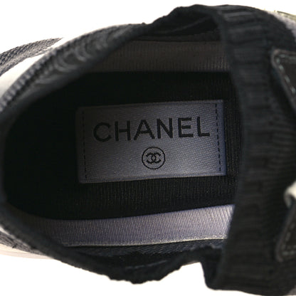 Chanel Fabric Suede Calfskin Womens CC Sneakers 39 Black Grey 6 of 7