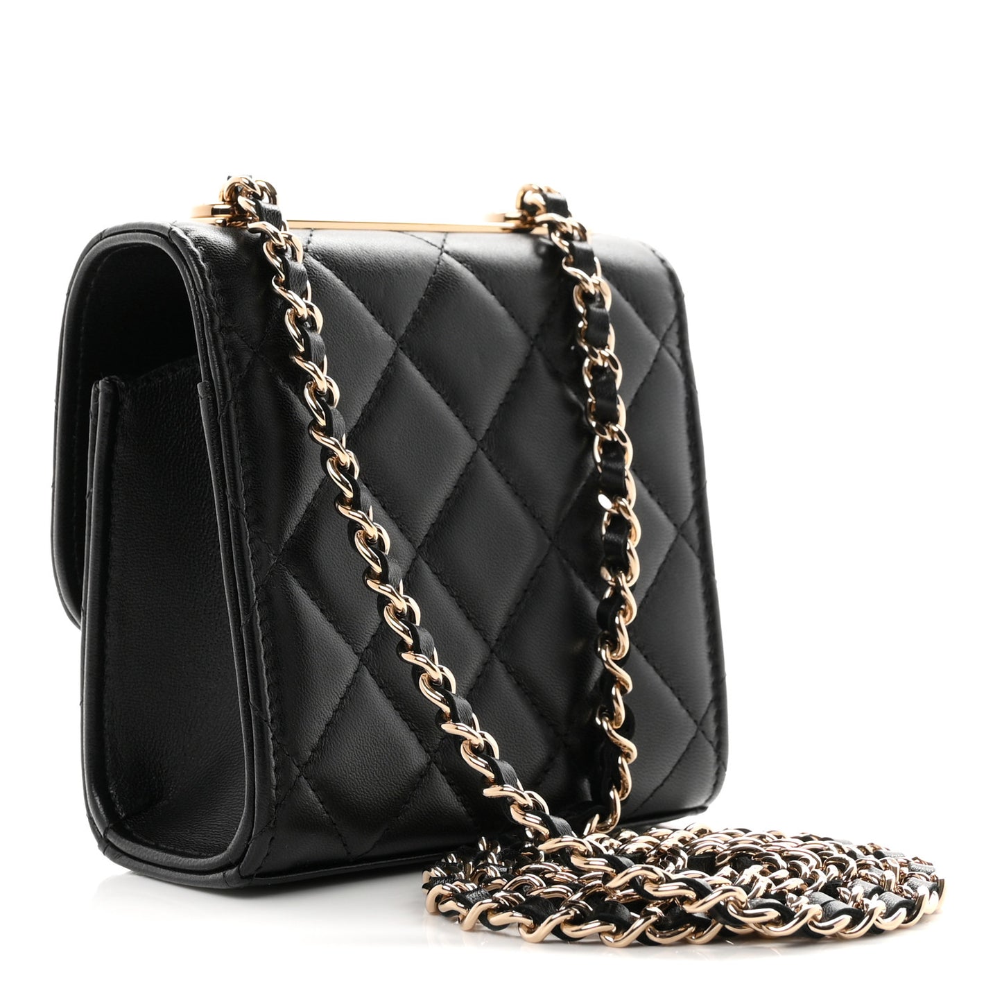 Lambskin Quilted Mini Trendy CC Chain Wallet Black