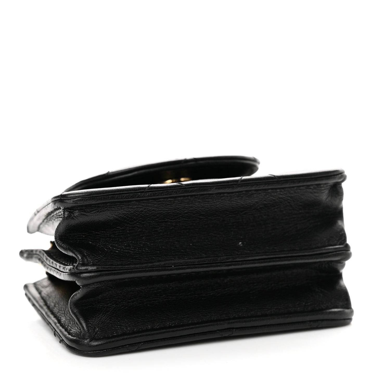 Lambskin Quilted Mini Accordion Clutch With Chain Black