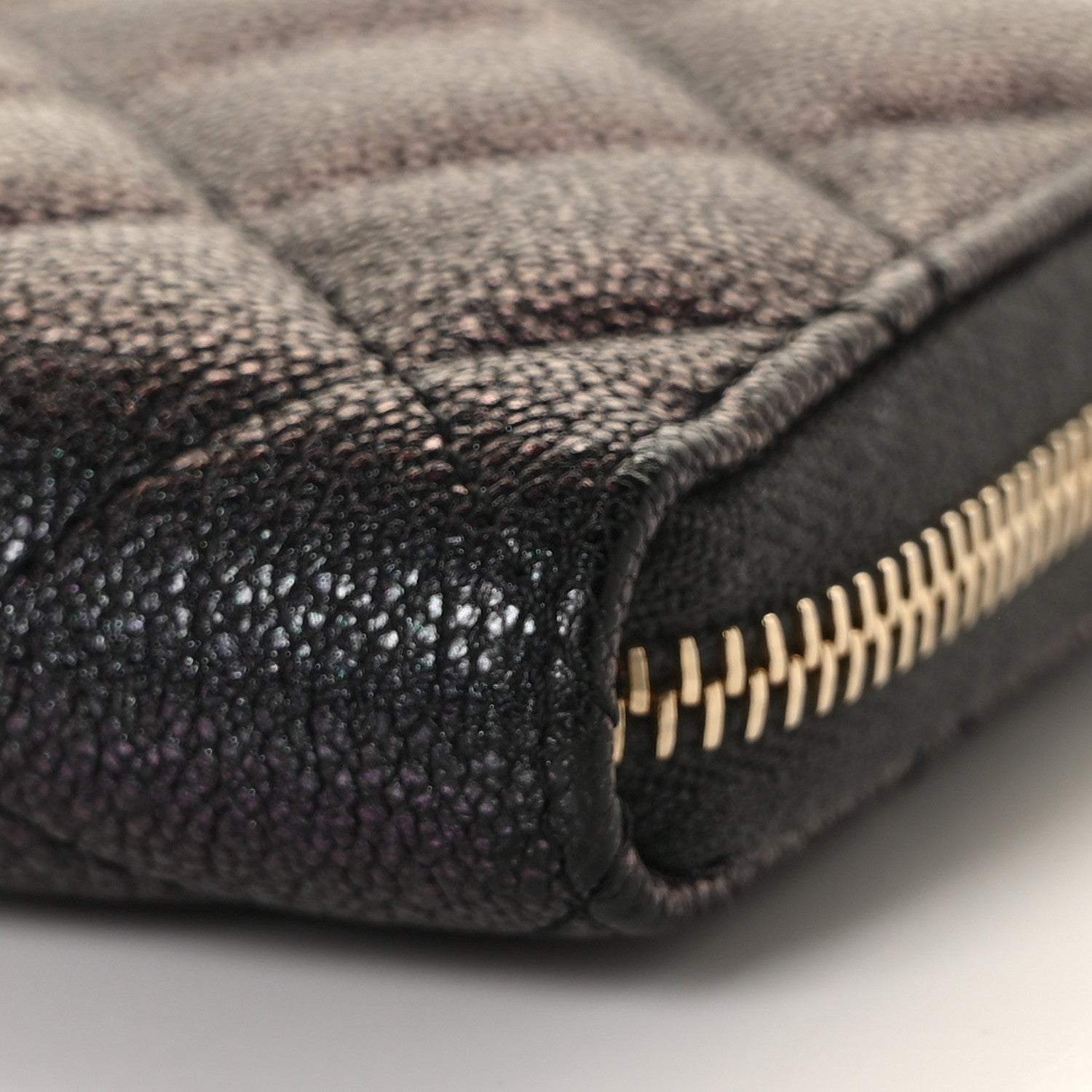 Chanel Iridescent Caviar Quilted Medium Zip Around Wallet Black 10 of 11